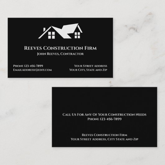 Construction Contractor Roofer Business Cards 名刺 (正面/裏面)