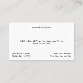 Construction Contrator Roofer Business Card 名刺 (裏面)