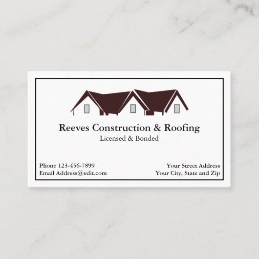Construction Contrator Roofer Business Card 名刺 (正面)