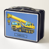Construction Crane Truck Kids メタルランチボックス (正面)
