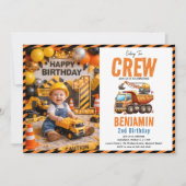 Construction Crew Dump Truck Boy 2nd Birthday 招待状 (正面)