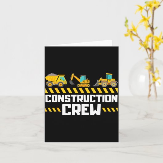 Construction Crew Worker Excavator Boys Girls Kids カード (黄色い花)