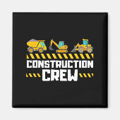 Construction Crew Worker Excavator Boys Girls Kids マグネット (正面)