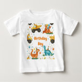 Construction Dinosaur Birthday Boy Personalized ベビーTシャツ (正面)