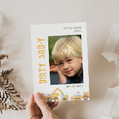 Construction Dirty 3rd-y Photo Birthday Invitation 招待状