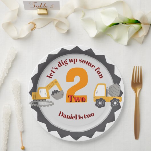 Construction Dump Truck ペーパープレート (ウェディング)