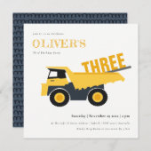 Construction Dump Truck Any Age Kids Birthday 招待状 (正面/裏面)