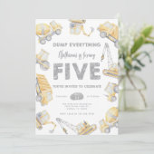 Construction Dump Truck FIVE 5th Birthday Party 招待状 (スタンド正面)