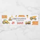 Construction Dump Truck Party Boy Birthday ペットボトルラベル (シングルラベル)