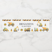 Construction Dump Truck Party Boy Birthday ペットボトルラベル (シングルラベル)