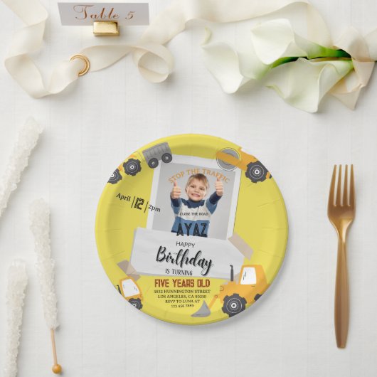 Construction Dump Truck Party Boy Birthday  ペーパープレート (ウェディング)