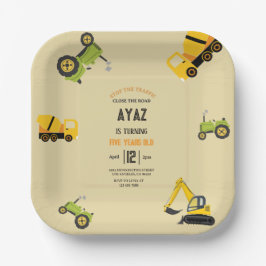 Construction Dump Truck Party Boy Birthday  ペーパープレート