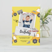 Construction Dump Truck Party Boy Birthday  招待状 (スタンド正面)