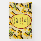 Construction Dump Truck Party Boy Birthday  横断幕 (縦)