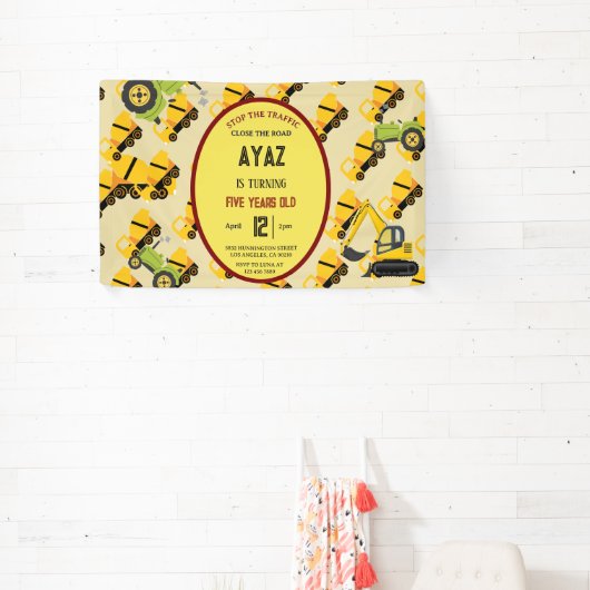 Construction Dump Truck Party Boy Birthday  横断幕 (インサイチュ)