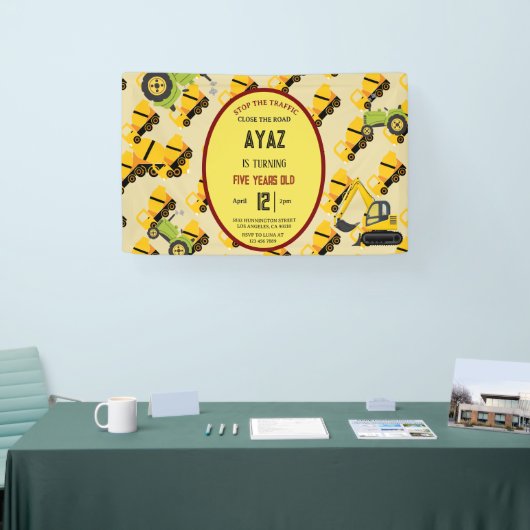 Construction Dump Truck Party Boy Birthday  横断幕 (トレードショー)