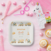 Construction Dump Truck Party Boy First Birthday ペーパープレート (パーティー)