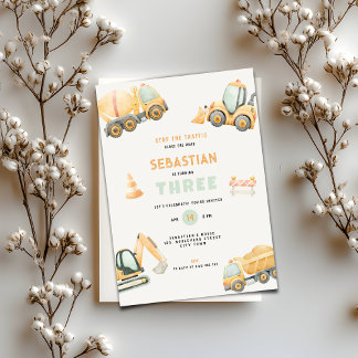 Construction Dump Truck Party Boys Birthday 招待状