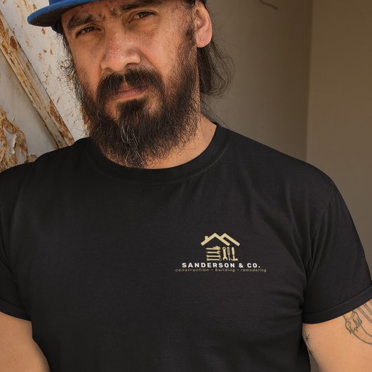 Construction employee worker staff gold black tシャツ