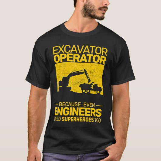 construction equipment men kids heavy equipment op tシャツ (正面)