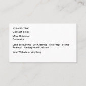 Construction Excavating Services 名刺 (裏面)