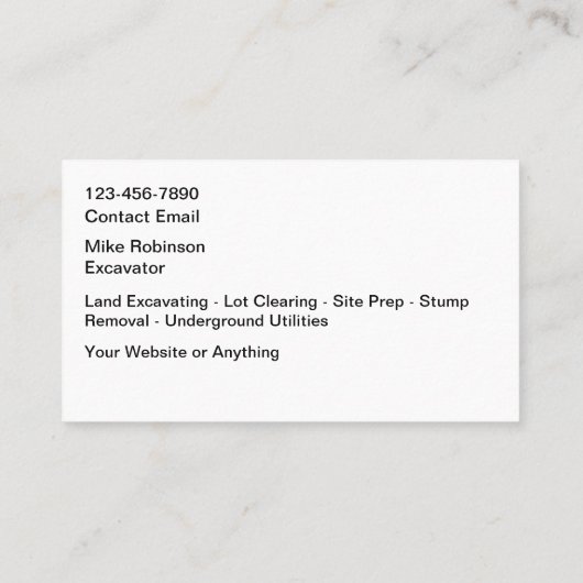 Construction Excavating Services 名刺 (裏面)