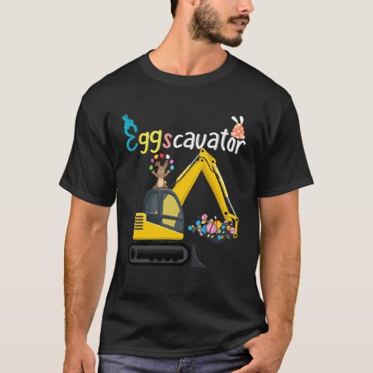 Construction Excavator Easter Day Egg Hunt for Boy Tシャツ (正面)