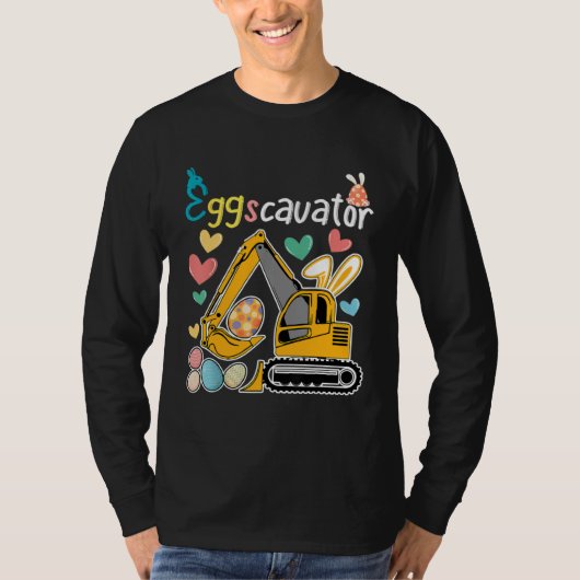 Construction Excavator Easter Day Egg Hunt for Boy Tシャツ (正面)
