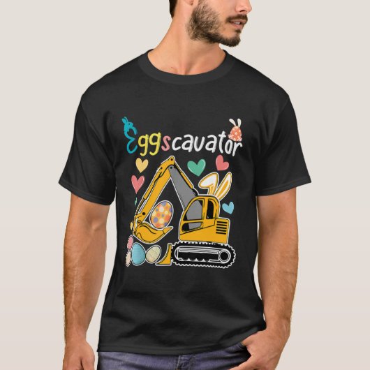 Construction Excavator Easter Day Egg Hunt for Boy Tシャツ (正面)