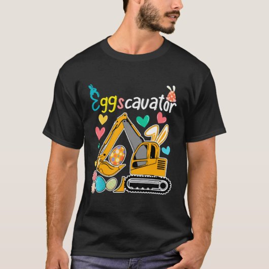 Construction Excavator Easter Day Egg Hunt for Boy Tシャツ (正面)