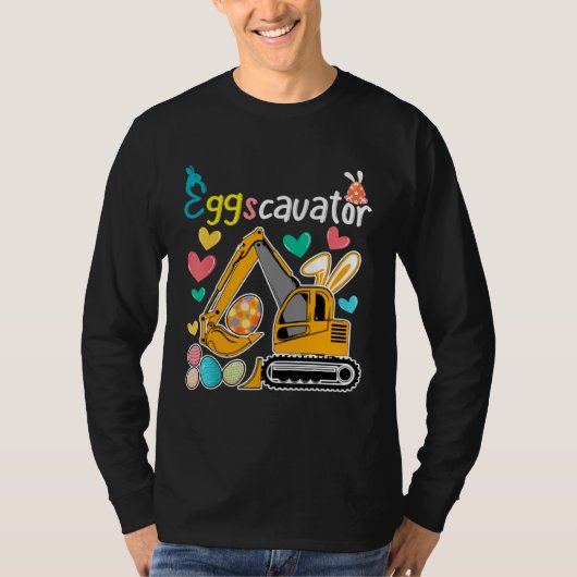 Construction Excavator Easter Day Egg Hunt for Boy Tシャツ (正面)
