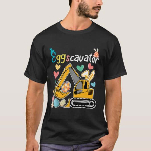 Construction Excavator Easter Day Egg Hunt for Boy Tシャツ (正面)