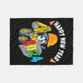 Construction Excavator Happy New Year 2024 For Boy フリースブランケット (正面(横))