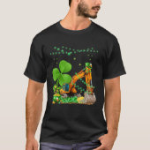 Construction Excavator St Patricks Day Boys Girls  Tシャツ (正面)