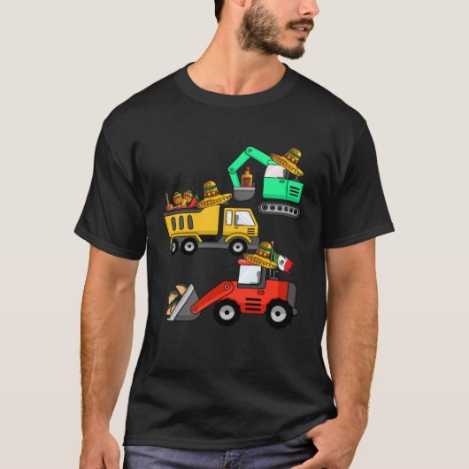 Construction Excavator Taco Mexican Crane Cinco De Tシャツ (正面)