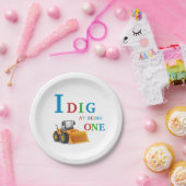 Construction first Birthday I Dig Being One ペーパープレート (パーティー)
