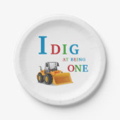 Construction first Birthday I Dig Being One ペーパープレート (正面)