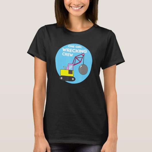 Construction Girl Excavator Truck Building Site Tシャツ (正面)