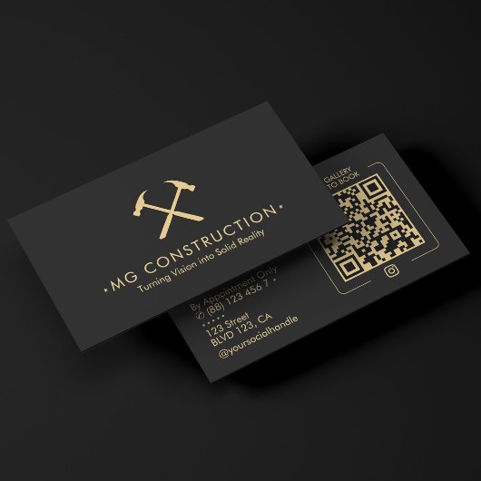 Construction Hammer General Contractor Black 名刺