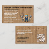 Construction Handyman Carpenter cartoon 名刺 (正面/裏面)