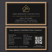 Construction & Handyman QR Code Wood 名刺