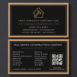 Construction & Handyman QR Code Wood 名刺