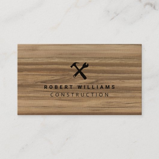 Construction Handyman Tools QR Code Wood 名刺 (正面)
