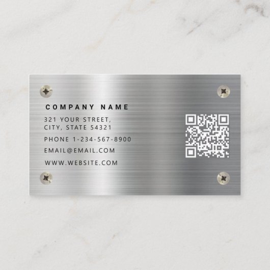 Construction Heavy Equipment Operator Metal Modern 名刺 (裏面)