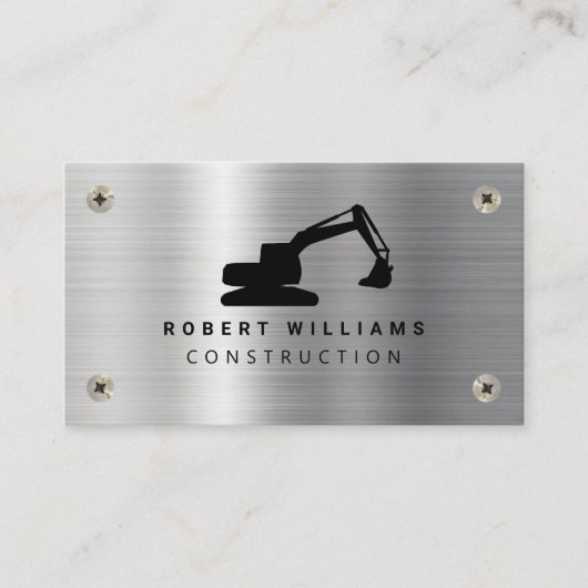 Construction Heavy Equipment Operator Metal Modern 名刺 (正面)