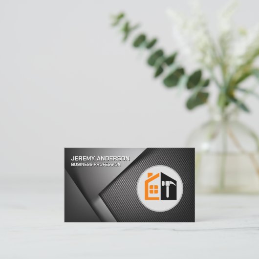 Construction Home Hammer Logo 名刺 (スタンド正面)