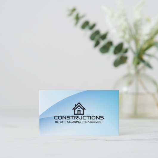 Construction House Roof Logo Blue 名刺 (スタンド正面)