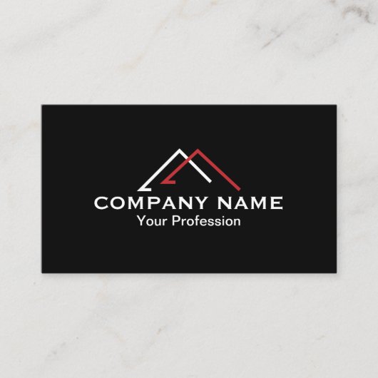 Construction House Roof Red White Black 名刺 (正面)