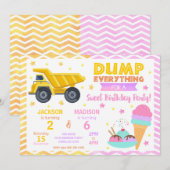 Construction & Ice Cream Joint Birthday Invitation 招待状 (正面/裏面)