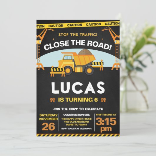 Construction Invitation for Birthday Party Zone 招待状 (スタンド正面)